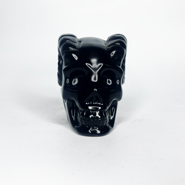 Natural Crystal Collectibles Obsidian Goat-horned Skull (CHOGS1)