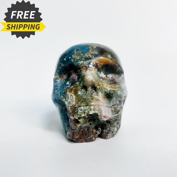Natural Crystal Collectibles Ocean Jasper Skull-Unique Design(CHU5)