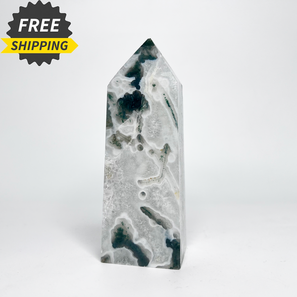 Natural Crystal Collectibles Moss agate Tower (CHD11)